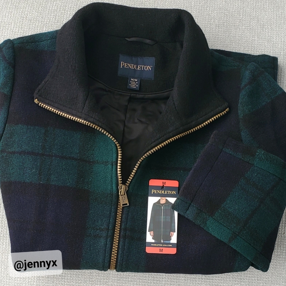 NEW Pendleton Women's Wool Blend Walker Topper Coat Green Blue Plaid - Picture 3 of 16